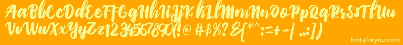 PriscilliaScript-Schriftart – Gelbe Schriften auf orangefarbenem Hintergrund