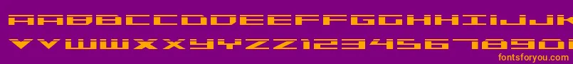 Trireme Laser-Schriftart – Orangefarbene Schriften auf violettem Hintergrund