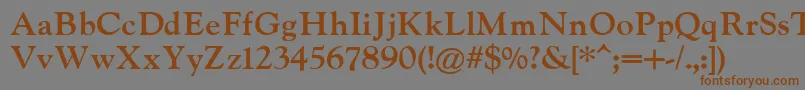 フォントIndiraK – 茶色の文字が灰色の背景にあります。