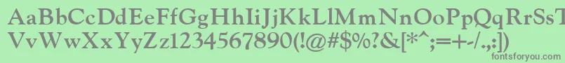 フォントIndiraK – 緑の背景に灰色の文字