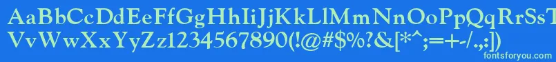 IndiraK Font – Green Fonts on Blue Background