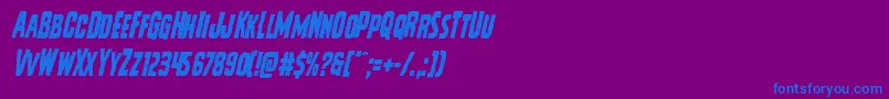 フォントVicioushungercondital – 紫色の背景に青い文字