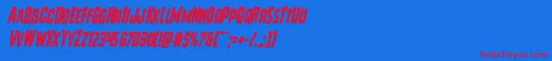 Vicioushungercondital-Schriftart – Rote Schriften auf blauem Hintergrund