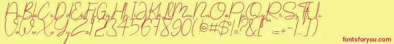 Shellomita-Schriftart – Rote Schriften auf gelbem Hintergrund