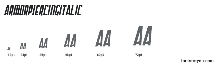 ArmorPiercingItalic Font Sizes