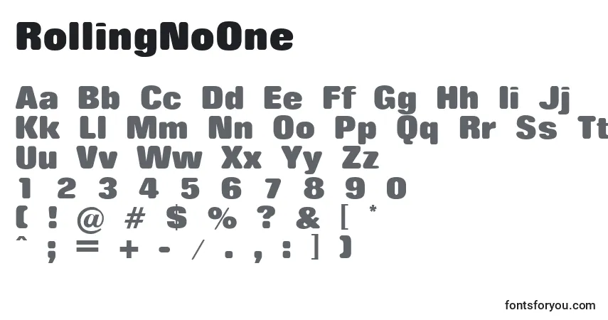 A fonte RollingNoOne – alfabeto, números, caracteres especiais