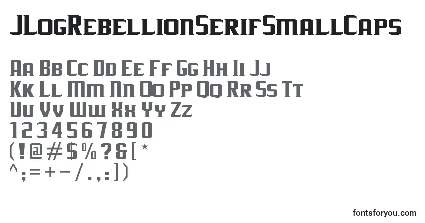 Fuente JLogRebellionSerifSmallCaps - alfabeto, números, caracteres especiales