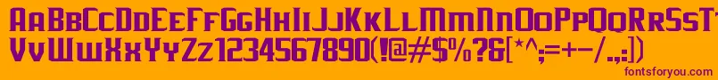 JLogRebellionSerifSmallCaps-Schriftart – Violette Schriften auf orangefarbenem Hintergrund