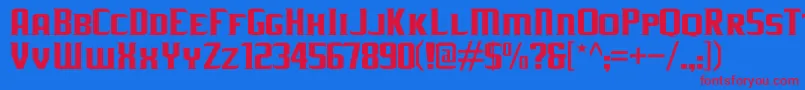 JLogRebellionSerifSmallCaps-Schriftart – Rote Schriften auf blauem Hintergrund