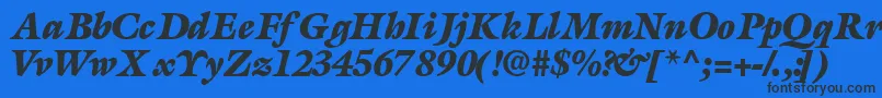 Czcionka AcanthusblacksskBolditalic – czarne czcionki na niebieskim tle