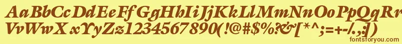 フォントAcanthusblacksskBolditalic – 茶色の文字が黄色の背景にあります。