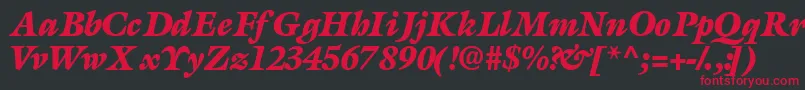 AcanthusblacksskBolditalic Font – Red Fonts on Black Background