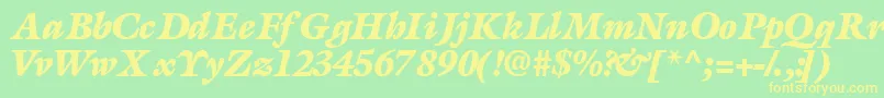 AcanthusblacksskBolditalic Font – Yellow Fonts on Green Background