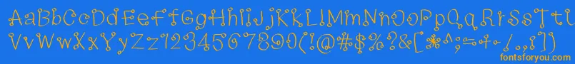 73235f-Schriftart – Orangefarbene Schriften auf blauem Hintergrund