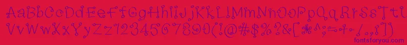 73235f-Schriftart – Violette Schriften auf rotem Hintergrund