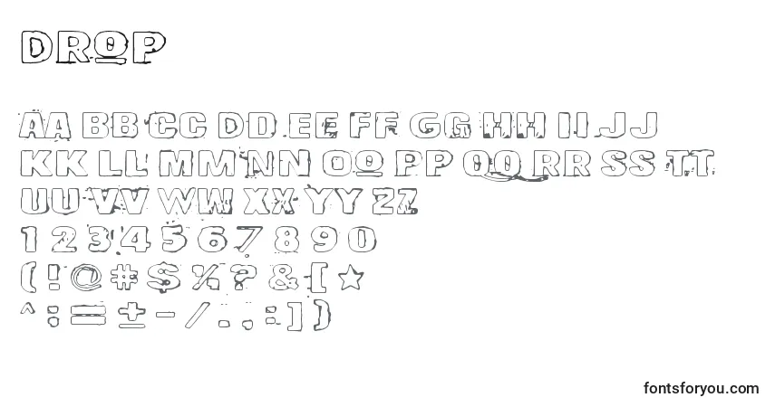 Czcionka Drop – alfabet, cyfry, specjalne znaki