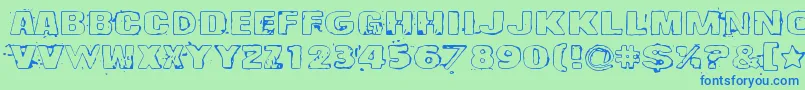 Drop Font – Blue Fonts on Green Background