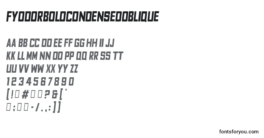 FyodorBoldcondensedoblique-fontti – aakkoset, numerot, erikoismerkit