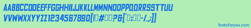 FyodorBoldcondensedoblique-fontti – siniset fontit vihreällä taustalla