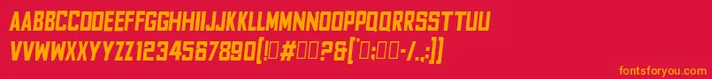 フォントFyodorBoldcondensedoblique – 赤い背景にオレンジの文字
