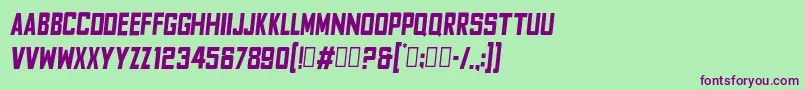 FyodorBoldcondensedoblique-fontti – violetit fontit vihreällä taustalla