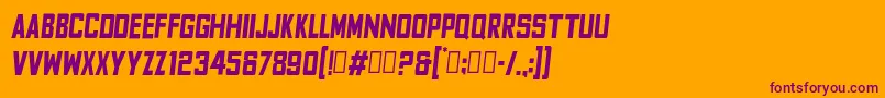 FyodorBoldcondensedoblique-Schriftart – Violette Schriften auf orangefarbenem Hintergrund