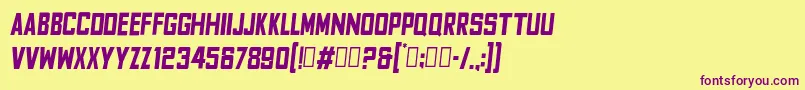 FyodorBoldcondensedoblique-fontti – violetit fontit keltaisella taustalla