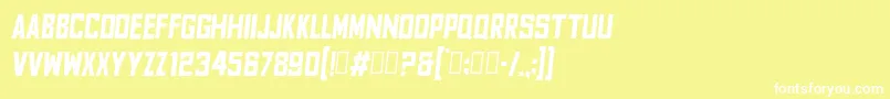 Шрифт FyodorBoldcondensedoblique – белые шрифты на жёлтом фоне
