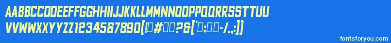 FyodorBoldcondensedoblique-fontti – keltaiset fontit sinisellä taustalla