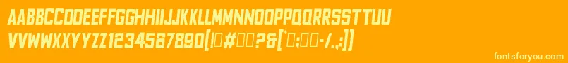 FyodorBoldcondensedoblique-fontti – keltaiset fontit oranssilla taustalla