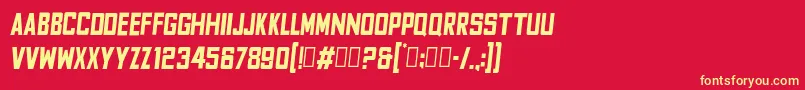 FyodorBoldcondensedoblique-fontti – keltaiset fontit punaisella taustalla