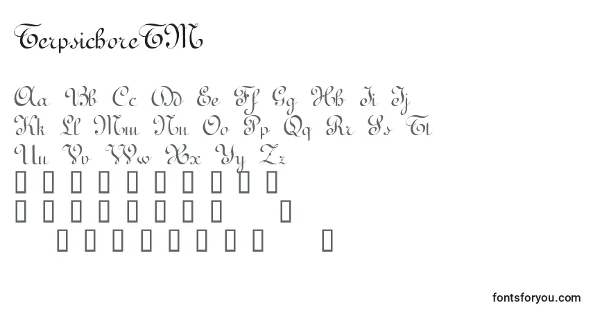 Schriftart TerpsichoreTM – Alphabet, Zahlen, spezielle Symbole