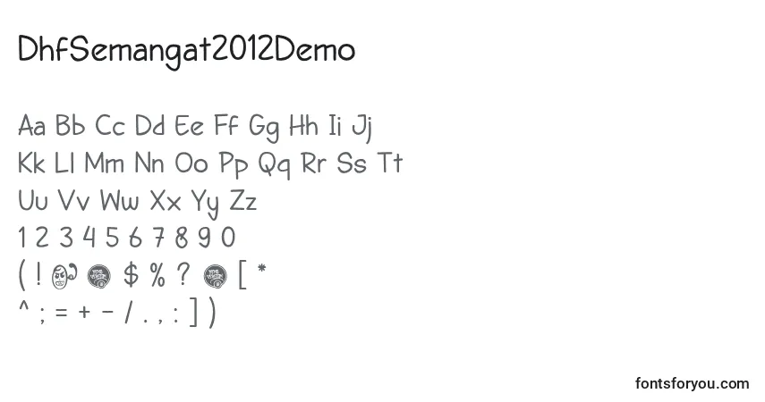 DhfSemangat2012Demoフォント–アルファベット、数字、特殊文字
