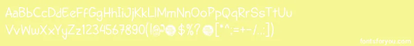Fonte DhfSemangat2012Demo – fontes brancas em um fundo amarelo