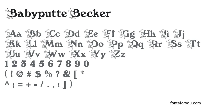 BabyputteBecker-fontti – aakkoset, numerot, erikoismerkit