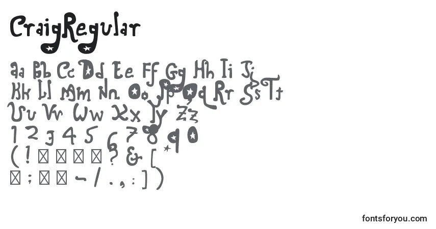 A fonte CraigRegular – alfabeto, números, caracteres especiais