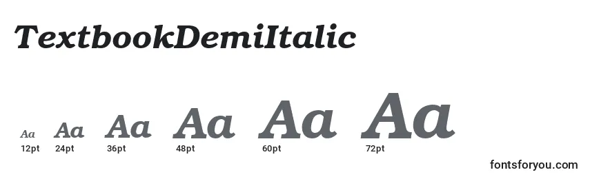 Размеры шрифта TextbookDemiItalic
