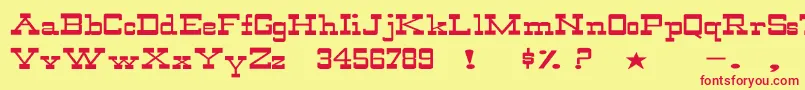 WildwestNormalEx Font – Red Fonts on Yellow Background