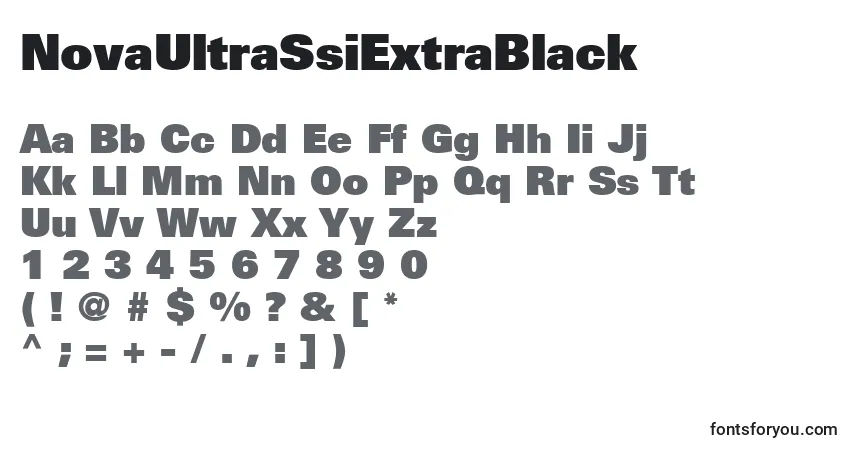 A fonte NovaUltraSsiExtraBlack – alfabeto, números, caracteres especiais