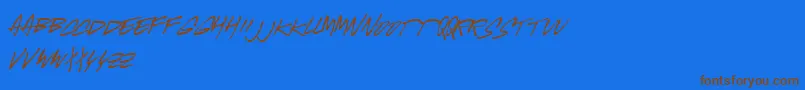 Mcgus-Schriftart – Braune Schriften auf blauem Hintergrund