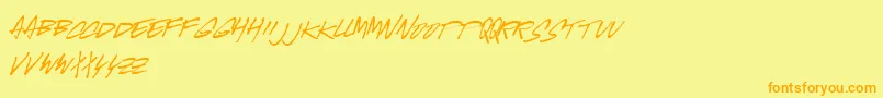 フォントMcgus – オレンジの文字が黄色の背景にあります。
