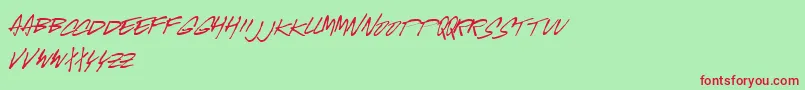Czcionka Mcgus – czerwone czcionki na zielonym tle