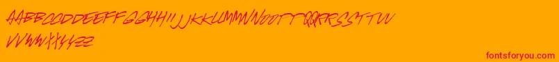 Mcgus-Schriftart – Rote Schriften auf orangefarbenem Hintergrund