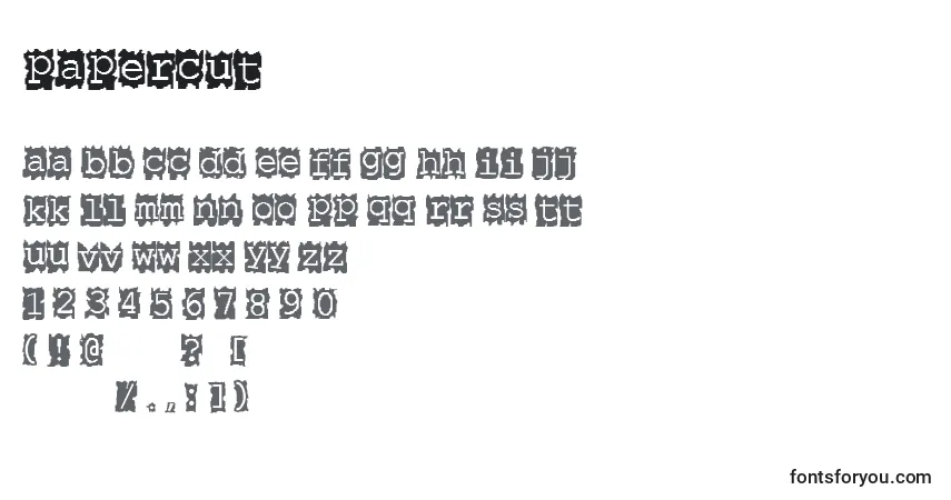 Czcionka Papercut – alfabet, cyfry, specjalne znaki