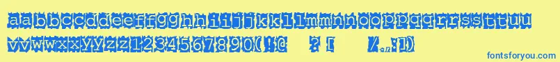 Papercut-Schriftart – Blaue Schriften auf gelbem Hintergrund