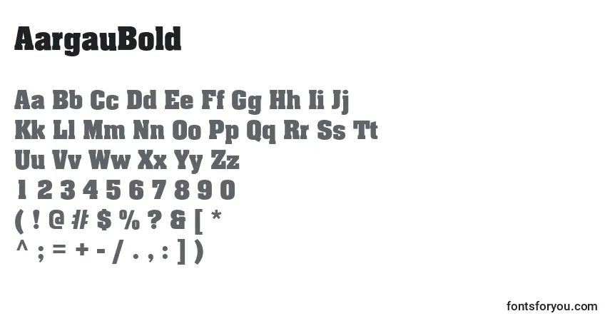 A fonte AargauBold – alfabeto, números, caracteres especiais