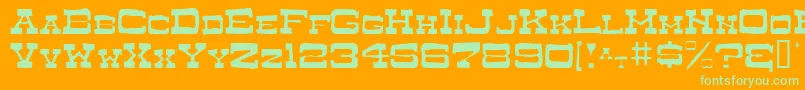 DryGoodsAntiqueSmcJl-Schriftart – Grüne Schriften auf orangefarbenem Hintergrund