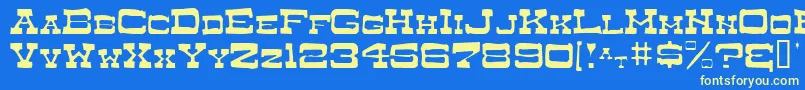 DryGoodsAntiqueSmcJl-Schriftart – Gelbe Schriften auf blauem Hintergrund