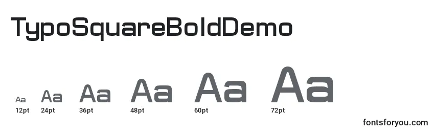 Размеры шрифта TypoSquareBoldDemo