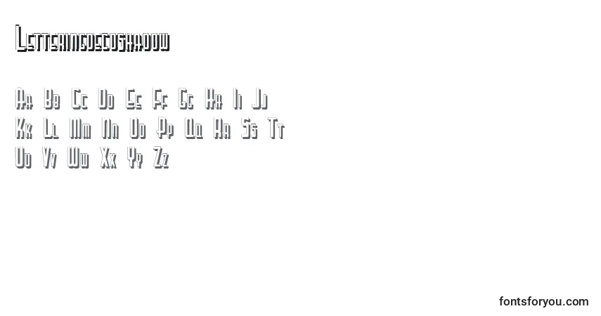 Schriftart Letteringdecoshadow – Alphabet, Zahlen, spezielle Symbole